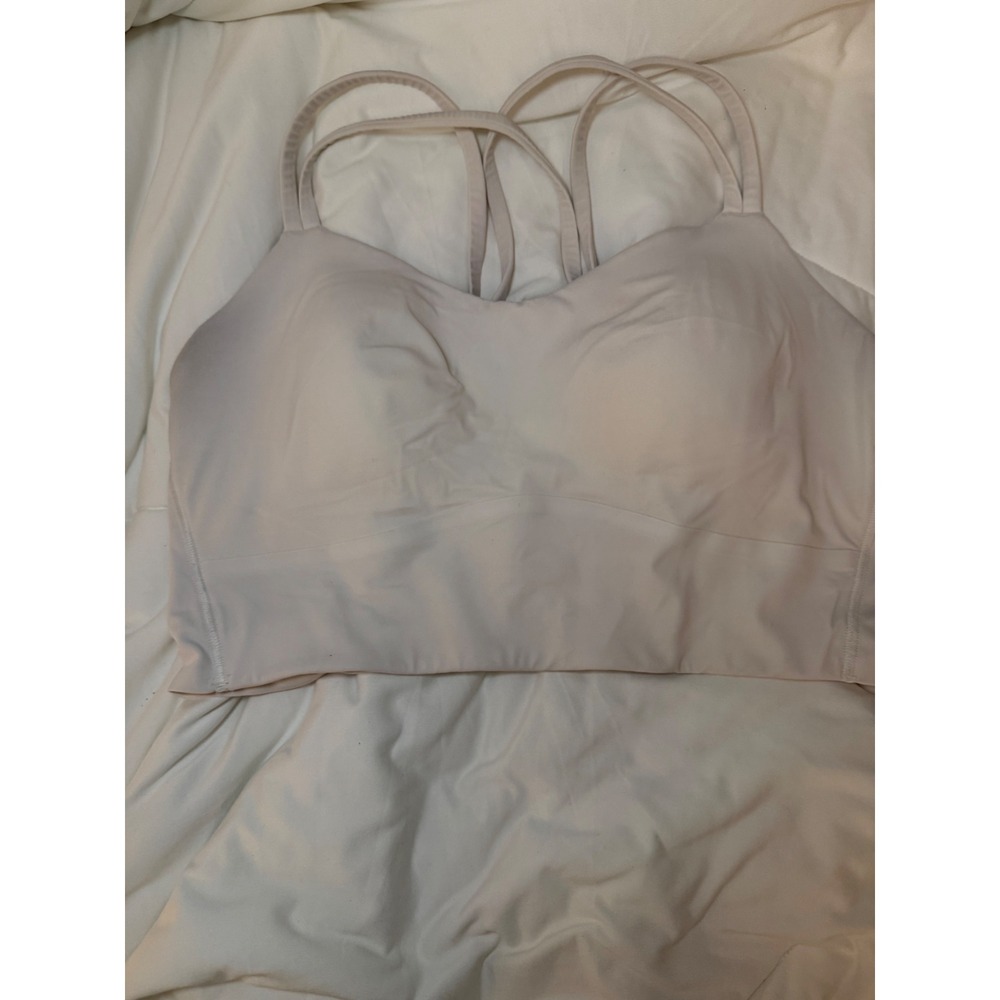 Lululemon Like a Cloud Longline Bra Strappy Back Light Pink Beige Size 4